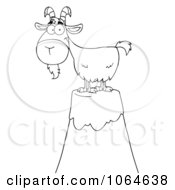 Clipart Outlined Goat Atop A Mountain Royalty Free Vector Illustration