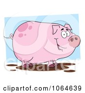 Clipart Smiling Muddy Piggy Royalty Free Vector Illustration
