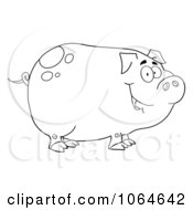 Clipart Outlined Smiling Piggy Royalty Free Vector Illustration