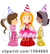 Poster, Art Print Of Friends Holding A Birthday Girls Cake
