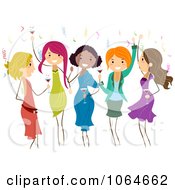 Clipart Group Of Ladies Dancing At A Party Royalty Free Vector Illustration by BNP Design Studio #COLLC1064662-0148