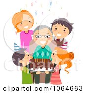 Clipart Family Celebrating Grandpas Birthday Royalty Free Vector Illustration