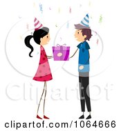 Poster, Art Print Of Girl Giving A Boy A Birthday Gift