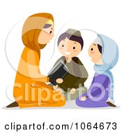 Clipart Muslim Family Reading The Koran Royalty Free Vector Illustration by BNP Design Studio