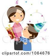 Clipart Boy Giving His Mom A Present Royalty Free Vector Illustration by BNP Design Studio