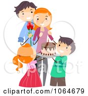 Clipart Family Celebrating Moms Birthday Royalty Free Vector Illustration