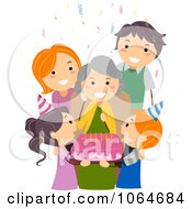 Clipart Family Celebrating Grandmas Birthday Royalty Free Vector Illustration