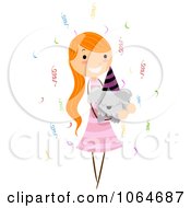 Clipart Girl Holding Her Birthday Dog Royalty Free Vector Illustration