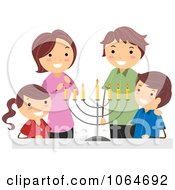 Jewish Family And Hanukkah Menorah