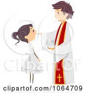 Priest And Girl At A Communion