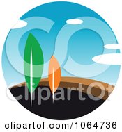 Clipart Two Trees In A Landscape Royalty Free Vector Illustration