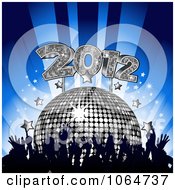 Clipart Crowd Silver Disco Ball Stars And 2012 Royalty Free Vector Illustration