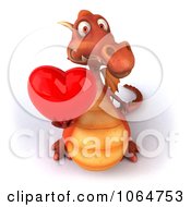 Clipart 3d Red Dragon Holding A Love Heart Royalty Free CGI Illustration