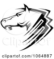 Poster, Art Print Of Horse Head Logo In Black And White 6