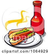 Clipart Hot Dog And Ketchup Royalty Free Vector Illustration