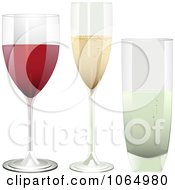 Poster, Art Print Of 3d Red Wine Champagne And Water Glasses