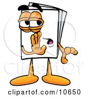 Clipart Picture Of A Paper Mascot Cartoon Character Whispering And Gossiping
