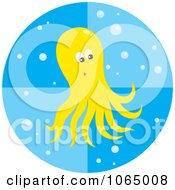 Poster, Art Print Of Yellow Octopus And Bubbles