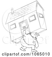 Poster, Art Print Of Outlined Man Carrying A House