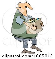 Clipart Man Carrying A Box Of Files Royalty Free Vector Illustration by djart