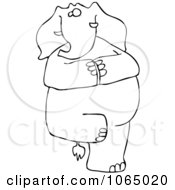 Poster, Art Print Of Outlined Yoga Elephant Balanced On One Leg