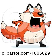 Clipart Chubby Fox Walking Royalty Free Vector Illustration