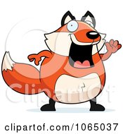 Clipart Chubby Fox Waving Royalty Free Vector Illustration by Cory Thoman