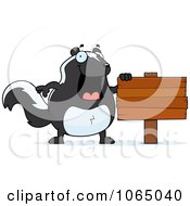 Clipart Chubby Skunk With A Sign Royalty Free Vector Illustration