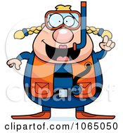 Poster, Art Print Of Chubby Female Scuba Diver With An Idea