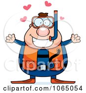 Clipart Chubby Male Scuba Diver With Open Arms Royalty Free Vector Illustration