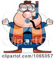 Poster, Art Print Of Chubby Male Scuba Diver Shrugging