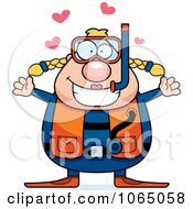 Poster, Art Print Of Chubby Female Scuba Diver With Open Arms
