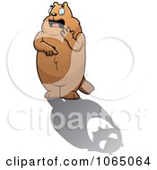 Clipart Groundhog Pointing At His Shadow Royalty Free Vector Illustration