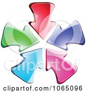 Clipart 3d Colorful Arrows Pointing Inwards Royalty Free Vector Illustration