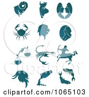 Poster, Art Print Of Teal Astrology Symbols