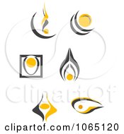 Clipart Abstract Gray And Yellow Logos Royalty Free Vector Illustration