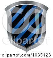 Poster, Art Print Of 3d Blue Hazard Striped Shield