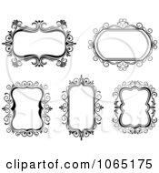 Clipart Floral Black And White Frames 5 Royalty Free Vector Illustration