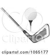 Clipart Golf Ball On A Tee And A Club Royalty Free Vector Illustration
