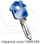 Clipart 3d Blue House Key Royalty Free Vector Illustration