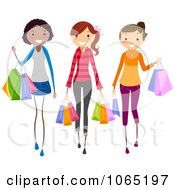 Clipart Teen Girls Carrying Shopping Bags Royalty Free Vector Illustration