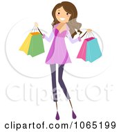 Clipart Teen Girl Carrying Shopping Bags Royalty Free Vector Illustration