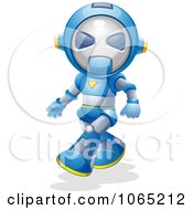 Clipart Blue Robot Walking Royalty Free Vector Illustration