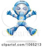 Clipart Blue Robot Jumping Royalty Free Vector Illustration