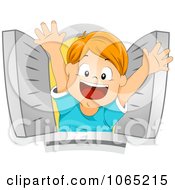 Clipart Boy Popping Out Of A Window Royalty Free Vector Illustration