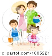 Poster, Art Print Of Stick Family At The Beach