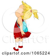 Clipart School Girl In The Wind Royalty Free Vector Illustration