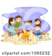 Poster, Art Print Of Stick Family Having A Bonfire At The Beach
