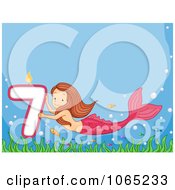 Poster, Art Print Of Mermaid Presenting A Seventh Birthday Candle