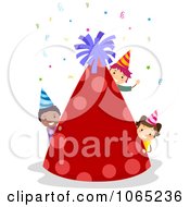 Poster, Art Print Of Birthday Kids With A Giant Party Hat